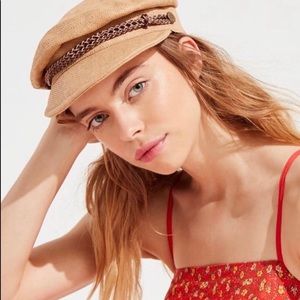 Brixton Straw Fisherman Sailor Cap, Tan NWT